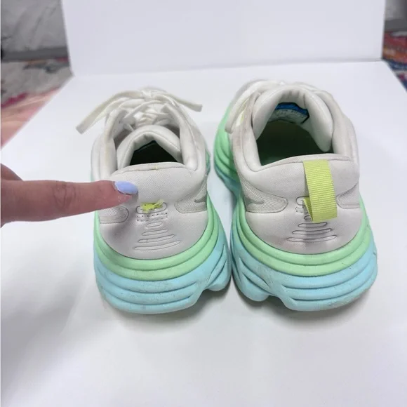 Hoka One One Bondi 8 - Blanc De Blanc - Sunlit Ocean Blue Green Women's Size 7 - Picture 4 of 8